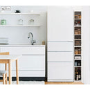 オーダーすき間ラック ハイタイプ〔扉付き〕幅34～35cm 隙間収納 ラック 扉付き 10段 可動棚 ハイタイプ 本棚 スリム 木目調 オーダー ぼん家具