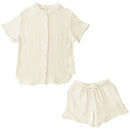 パジャマ〔半袖・レディース〕 パジャマ レディース 半袖 半ズボン S M L ルームウエア セット レディースパジャマ 3重ガーゼ 綿100% コットン 部屋着 前開き おしゃれ recorela ぼん家具