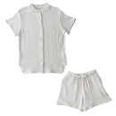 パジャマ〔半袖・レディース〕 パジャマ レディース 半袖 半ズボン S M L ルームウエア セット レディースパジャマ 3重ガーゼ 綿100% コットン 部屋着 前開き おしゃれ recorela ぼん家具