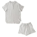 パジャマ〔半袖・レディース〕 パジャマ レディース 半袖 半ズボン S M L ルームウエア セット レディースパジャマ 3重ガーゼ 綿100% コットン 部屋着 前開き おしゃれ recorela ぼん家具