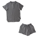 パジャマ〔半袖・レディース〕 パジャマ レディース 半袖 半ズボン S M L ルームウエア セット レディースパジャマ 3重ガーゼ 綿100% コットン 部屋着 前開き おしゃれ recorela ぼん家具