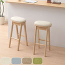ハイスツール 木製スツール 椅子 ファブリック クッション座面 ハイスツール スリム 約 幅35cm 高さ65cm 奥行35cm 円形 キッチン 作業 疲れにくい 持ち運び簡単 ぼん家具