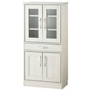 キッチン収納〔食器棚・ミドルタイプ〕 キッチンキャビネット 可動棚 引き出し ガラス扉付き 食器棚 収納 コンパクト 木目調 ぼん家具