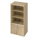 ロータイプ食器棚 キッチンキャビネット ロータイプ 3段 可動棚 ガラス扉付き 食器棚 コンパクト 収納 木製 ぼん家具