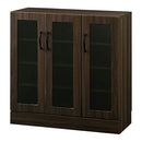 キッチン収納〔食器棚・ロータイプ〕 キッチンキャビネット ロータイプ 4段 可動棚 ガラス扉付き 食器棚 収納 木目調 北欧 ぼん家具