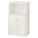 扉付き収納ラック キッチンボード 3段 可動棚 扉付き コンパクト 食器棚 収納 キッチン 木目調 ぼん家具