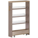 ワゴンラック ロータイプ〔幅16～20cm〕 隙間収納ラック ロータイプ ワゴン 可動棚 韓国インテリア グレージュ スリム PUTUPUTU