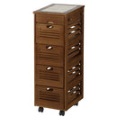 キッチンストッカー〔5段〕 キッチンワゴン 桐 キャスター付き 5段 引き出し フック ラック 収納 野菜 ストッカー 木製 ぼん家具