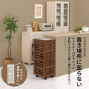 キッチンストッカー〔5段〕 キッチンワゴン 桐 キャスター付き 5段 引き出し フック ラック 収納 野菜 ストッカー 木製 ぼん家具