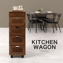 キッチンストッカー〔5段〕 キッチンワゴン 桐 キャスター付き 5段 引き出し フック ラック 収納 野菜 ストッカー 木製 ぼん家具