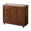 キッチンワゴン〔2枚扉タイプ〕 キッチンワゴン 桐 キャスター付き 引き出し 扉付き 可動棚 ラック 収納 ストッカー 木製 ぼん家具