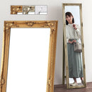 アンティーク調ミラー〔Eタイプ〕 姿見 全身鏡 スタンドミラー おしゃれ 収納 スリム アンティーク ゴールド 白 高さ160 横40 木製 インテリア 玄関 リビング 寝室 ぼん家具