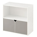 収納ボックス カラーボックス キューブボックス 2段 扉付き リビング収納 本棚 ディスプレイラック 約 幅60 奥行30 高さ60 cm ロータイプ 扉 収納棚 木製 収納 ぼん家具