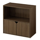 収納ボックス カラーボックス キューブボックス 2段 扉付き リビング収納 本棚 ディスプレイラック 約 幅60 奥行30 高さ60 cm ロータイプ 扉 収納棚 木製 収納 ぼん家具