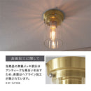 シーリングライト 1灯 モールガラス シーリングライト LED 照明器具 おしゃれ 天井照明 ガラス 小型 1灯 真鍮 円柱 口金 e26 アンティーク ダクトレール 照明 noji ノジー ぼん家具