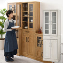 キッチン収納〔食器棚・ハイタイプ〕 キッチンキャビネット ハイタイプ 可動棚 引き出し ガラス扉付き 食器棚 収納 木目調 ぼん家具