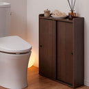 トイレラック トイレ収納 スリム トイレラック 壁付け トイレットペーパー収納 おしゃれ 薄型 収納棚 木製 引き戸 ブラシ用棚 掃除用具 可動棚 ぼん家具