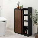 トイレラック トイレ収納 スリム トイレラック 壁付け トイレットペーパー収納 おしゃれ 薄型 収納棚 木製 引き戸 ブラシ用棚 掃除用具 可動棚 ぼん家具