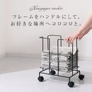 新聞ストッカー 新聞ストッカー キャスター 紐通し 新聞紙 古紙 雑誌 ラック おしゃれ 新聞ラック マガジンラック 収納 カゴ かご ワゴン スチール ぼん家具