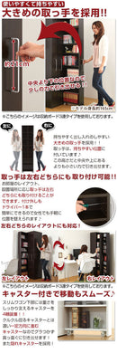 スリムワゴン 収納ボード+引き出し棚〔2連〕 本棚 おしゃれ 収納ボード 収納ラック 大容量 スリム 壁面 CD収納 DVD収納 CDラック DVDラック キャスター 日本製 ぼん家具