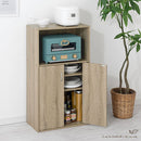 扉付き収納ラック キッチンボード 3段 可動棚 扉付き コンパクト 食器棚 収納 キッチン 木目調 ぼん家具