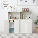 扉付き収納ラック キッチンボード 3段 可動棚 扉付き コンパクト 食器棚 収納 キッチン 木目調 ぼん家具