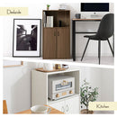 扉付き収納ラック キッチンボード 3段 可動棚 扉付き コンパクト 食器棚 収納 キッチン 木目調 ぼん家具