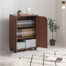 キャスター付き収納ラック 本棚 扉付き キャスター付き 3段 可動棚 ラック 収納棚 コミック A4 木目調 ぼん家具