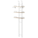 つっぱり式ランドリーラック〔ハンガーバー付き〕 洗濯機ラック ランドリーラック 突っ張り 伸縮 収納 棚 3段 おしゃれ ランドリー収納 スリム 幅60 縦型 洗濯機上 タオル収納 大理石 調 ハンガーバー ぼん家具